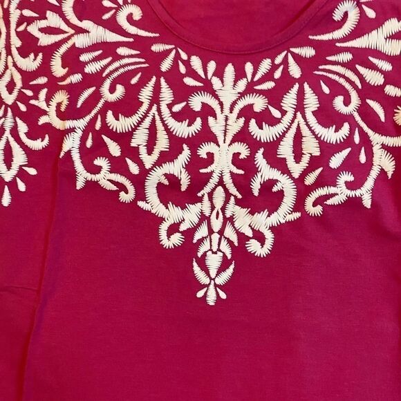 💥Susan Graver Cotton Model Top with texture print XS short sleeve - Picture 11 of 11